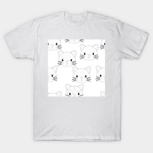 Cats Vector Fashion Background Seamless T-Shirt